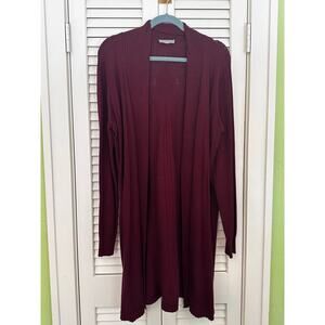 Evolution by Cyrus Longline Knit Cardigan – Burgundy – Size M (38L x 22W